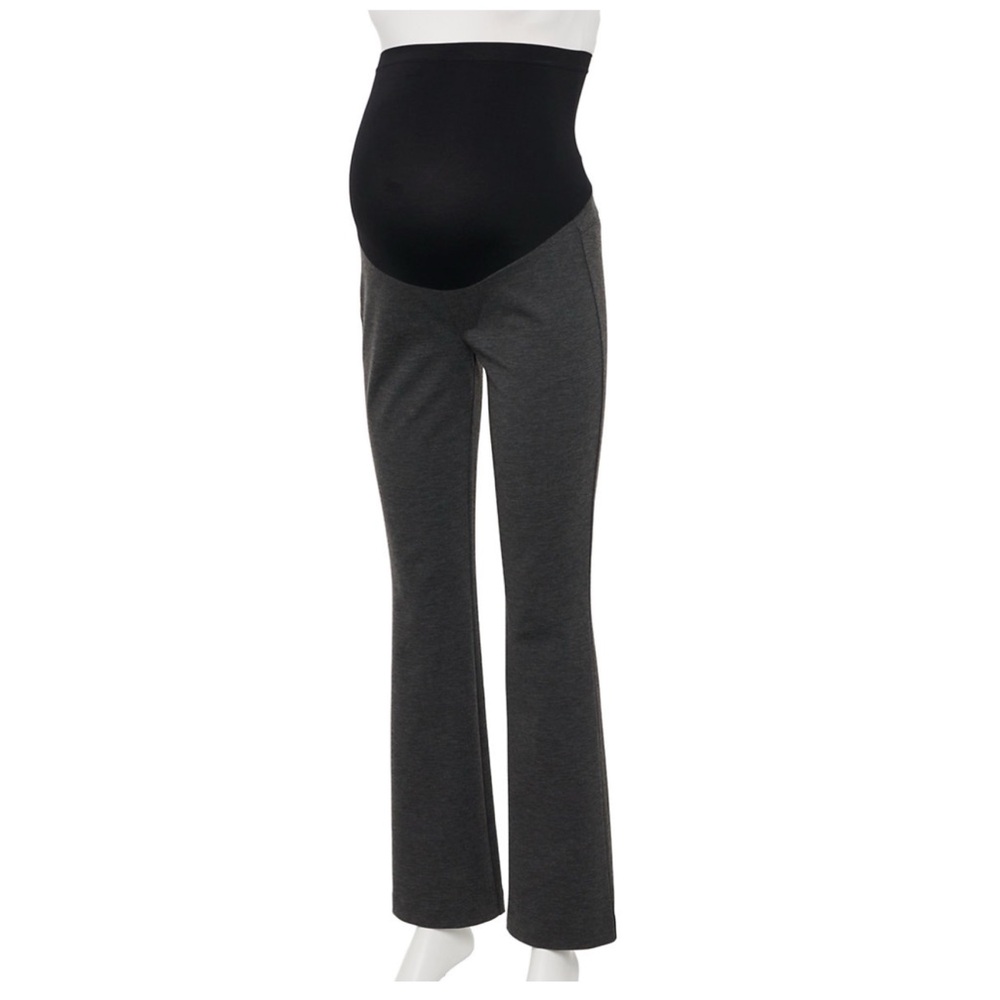 NWT Sonoma Maternity Full Belly Panel Boot-Leg Ponte Pants Gray Size S